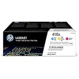 HP 410A Toner Cartridge Cyan, Yellow &amp; Magenta, 3 Toner Cartridges (CF411A, CF412A, CF413A) for HP Color LaserJet Pro M452dn, M452dw, M452nw, MFP M377dw, MFP M477fdn, MFP M477fdw, MFP M477fnw