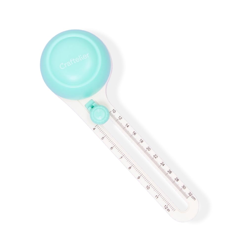 Craftelier - Circular Cutter for Scrapbooking and Crafts Projects | Includes 3 Blades and Attachment Head | Circles Between 10.5 cm (4") and 30.5 cm (12") - Turquoise and White