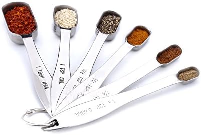 iYaYoo Stainless Steel Measuring Spoons FDA Approved for Measuring Dry and Liquid Ingredients, Fits in Spice Jar, Set of 6