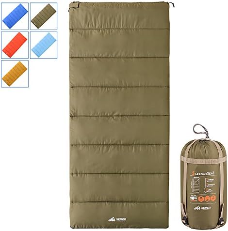 SEMOO Sleeping Bag – Envelope Lightweight Portable, Waterproof, 5 Colors, Comfort With Compression Sack - Great For Camping, Hiking