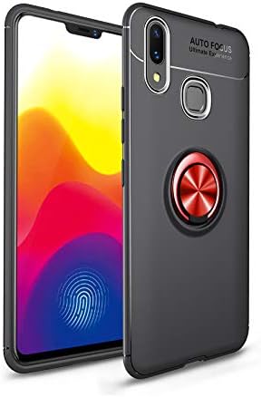 Nova 3i Case, Linberfor TPU Dual Shockproof Protection Cover with 360 Degree Rotation Ring Holder for Huawei Nova 3i Compatible with for Magnetic Car Mount (Black+Red)
