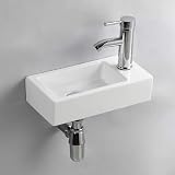 iropro Ceramic Small Wall Mount Sink 370x180mm RH Left/Right Tap Hole view 1