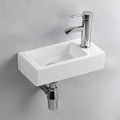 iropro Ceramic Small Wall Mount Sink 370x180mm RH Left/Right Tap Hole
