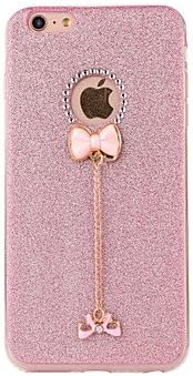 For iPone 7 7 Plus 6S 6 Plus SE 5S Case Cover Flash Powder Series DIY Bow Tie Diamond Pendant TPU Material Phone Case ( Color : Rose Gold , Compatible Models : IPhone SE/5s/5 )