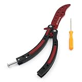 Butterfly Training Knife,HTOMT Stainless Steel Red Blunt Practice Folding Balisong Dull Pocket Trainer Tool