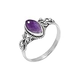 Amethyst Stone Ring, 925 Sterling Silver Statement
