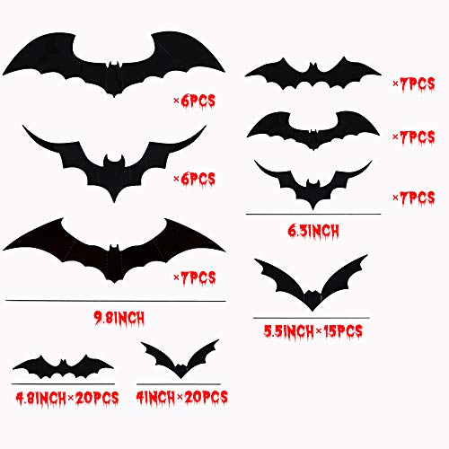 LUDILO 120pcs Halloween Bats Stickers Halloween Decals Halloween Wall Decorations Wall Stickers 3D Scary Bats Wall Decals for Indoor Windows Doors Walls Decor Halloween Party Supplies (Black)