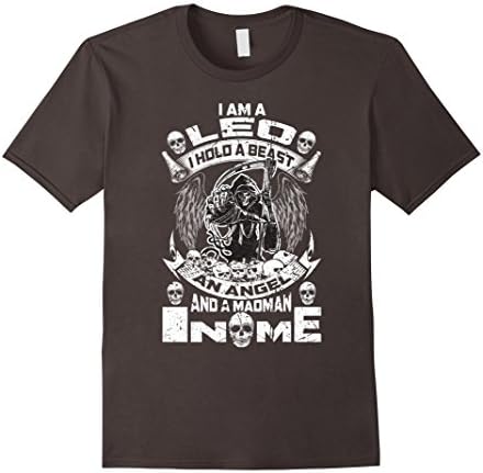 Mens Libra guy holds a beast, an angel and madman funny t-shirt Large Asphalt