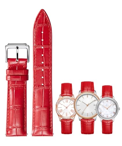 BINLUN Leather Watch Strap Quick Release Replacement Crocodile Leather Watch Bands for Men Women (Red, 15mm)