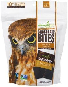 Endangered Species Chocolate, Chocolate Bites, Dark Chocolate with Sea Salt & Almond, 4.2 oz (119 g)(Pack of 3)