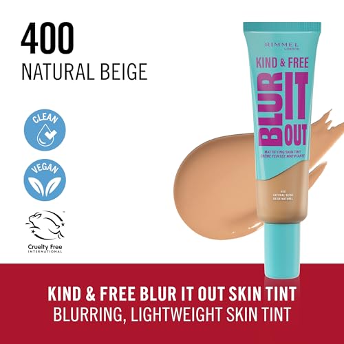 Kind & Free BLUR IT OUT Fondotinta Opacizzante, 400, Natural Beige, Controllo effetto lucido per tutto il giorno, Make-up dal finish matte leggero, 30 ml