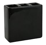 Kiera Grace Ceramic Toothbrush Holder, 5 by 5.25 by 2.25 Inch, Black