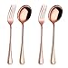 Onlycooker 10.5-inch 4 Piece Serving Fork and Serving Spoon Flatware Silverware Set Service for 2 Stainless Steel Cutlery Dishwasher Safe (Rose Gold)