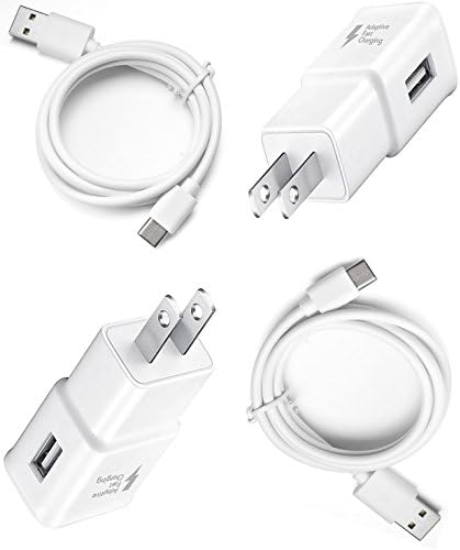 LG V30 Fast Charger Combo Kit - ( 2 Wall Charger + 2 Type-C Cable ) - Adaptive Fast Charging uses dual voltages for up to 50% faster charging!
