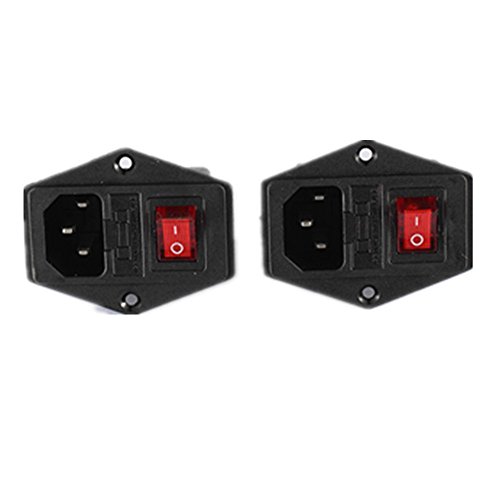 Huahuiyuan 2 Pcs 3 Pin IEC320 C14 Inlet Module Plug 5A Fuse Switch Male Power Socket 10A 250V for Lab Equipment, Medical Devices