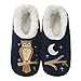 Snoozies Womens Classic Splitz Applique Slipper Socks | Up Owl Night | X-Large