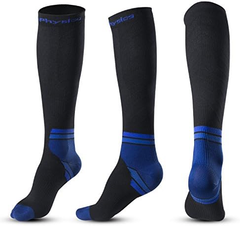 Compression Socks for Men and Women, (20-30mmHg) Graduated Performance Stockings Medical Grade Leg Support and Recovery for Flight,Running Sports Socks Prevent Edema,Suits Nurses,Pregnancy(XL, Blue)