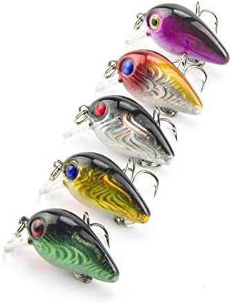 HappyFishing 5pcs/lot Mixed Mini Crank Fishing Lures Bass CrankBait Tackle with 1 Hook 1.2inch 0.05oz