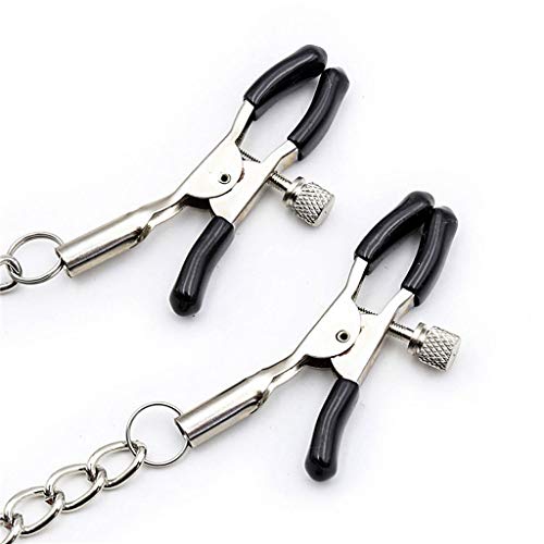 WRZHL-Giocattoli-a-Clip-Ni-pple-con-Catena-di-Metallo-Girocollo-in-Pelle-Bocca-Plug-Coppia-Bo-nda-ge-Game-Tshirt
