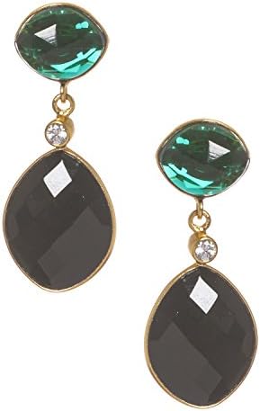 "MAARYA'S GREEN TOURMALINE HYDRO AND BLACK ONYX DROP EARRINGS