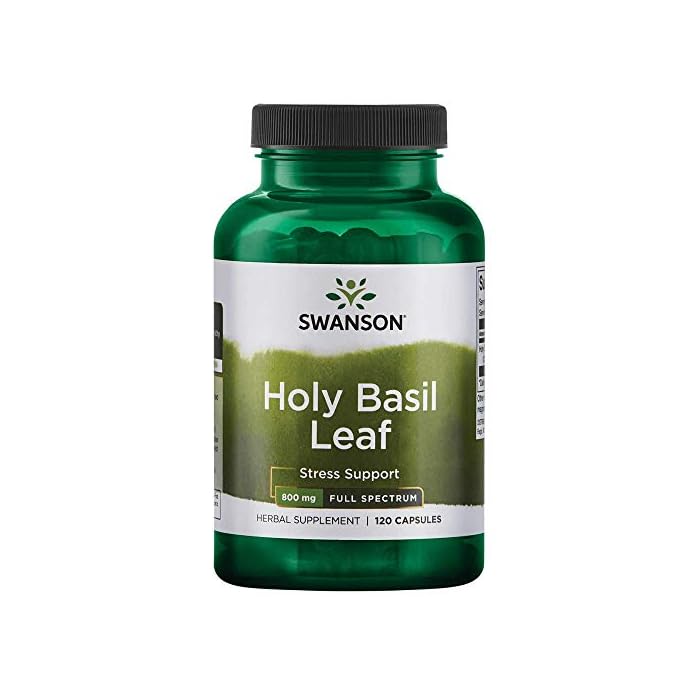Swanson Holy Basil Leaf (Tulsi) - Stress Support and Well-Being Supplement - (120 Capsules, 800mg Per Serving) 2 Pack