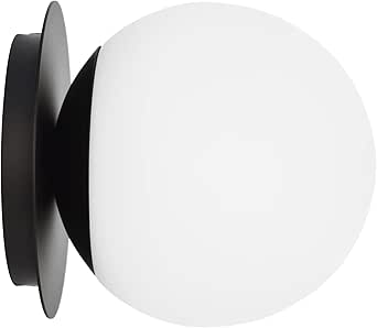 Wall Sconces, 1 Light Modern Globe Sconce in Matte Black, Wall Light ...