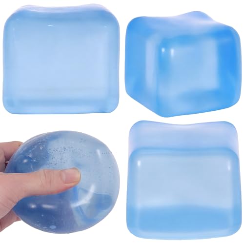 7cm Jumbo Ice Squeeze Toy, Slow Rebound Stress Reducing Sensory Toy, Anti-Anxiety Tool for Adults and Kids, Squeeze Cube for Pressure Relief (Blue)