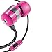GOgroove AudiOHM HF Earbud Headphones with Mic, Deep Bass, & Comfortable Ear Gels (Pink) in-Ear Earphones Featuring Noise Isolating Design, Durable Alloy Driver Housing, Ergonomic Angled Fit