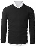 Ohoo Mens Slim Fit Light Weight V-Neck Pullover Sweater