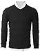 Ohoo Mens Slim Fit Light Weight V-Neck Pullover Sweater/DCP015-BLACK-XL