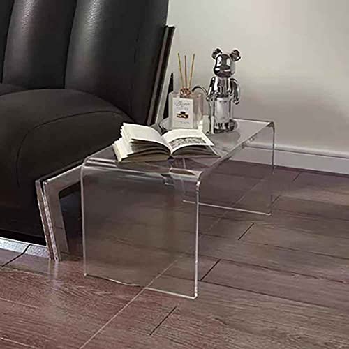BINERM Acrylic transparent side table, sofa small coffee table side table multifunctional creative seating area table suitable for hotels, bookstores, western restaurants,Clear,30 * 30 * 60cm