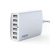 Anear 60W 6 Port Desktop USB Charging Hub, High Speed with PowerSmart Technology Wall Travel Charger Compatible with iPhone 6 / 6 Plus, iPad Air 2 / mini 3, Samsung Galaxy S6 / S6 Edge and More