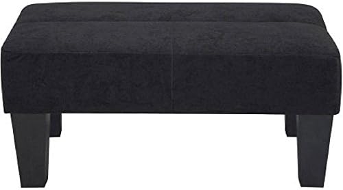 Modern Minimalist Sturdy Kebo Ottoman, Upholstered in Rich Microfiber, Perfect Footrest, Coffee Table or Extra Seating (Black)