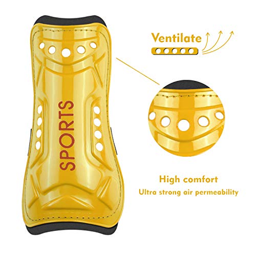 image for GKCI Youth Soccer Shin Guards, 2 Pair Lightweight and Breathable Child