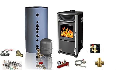 Kaminofen wasserführend Teba TF-25 - 14-28 kW Komplettset: Amazon.de