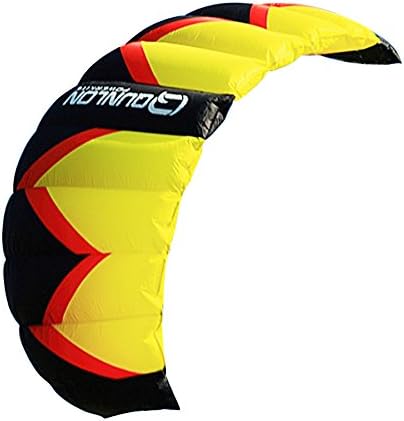 QUNLON CROM3 3-Line Control Traction Kite KIT Yellow Sport Power Kite Training Entry to Professional with Dyneema Kite Line and Handle Bar