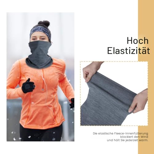 2 Stück Damen Herren Winter Loop Schal Weichem Fleece Halswärmer Winddicht Ski Maske Schlauchschal Warmer für Skifahren Laufen Radfahren thumbnail 2