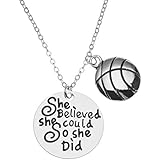 Sportybella Basketball Necklace, Basketball She Believed She Could So She Did Jewelry, Basketball Gifts, Basketball Charm Necklace, for Female Basketball Players