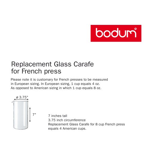 Bodum Replacement Beaker, Coffee Press Beaker Glass, 34 Ounce (8 Cup)