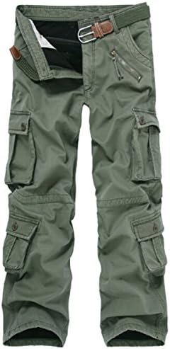 Congs Men's Winter Fleece Lined Military Cargo Pants Casual Outdoor Pants Army-green-40