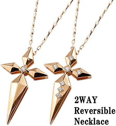 メンズ クロスネックレス ピンクゴールド 18金 十字架 リバーシブル ハンドメイド ダイヤモンドネックレス ネックレス付き Kishimi Com
