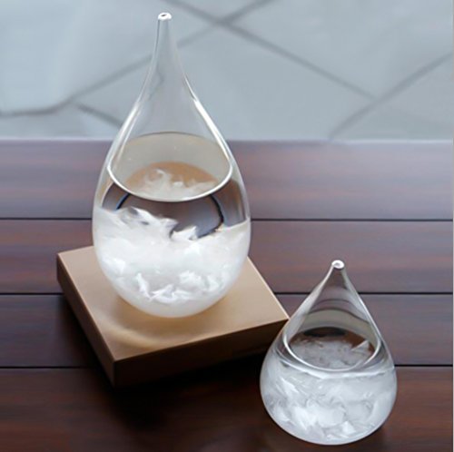 ZTANPS - LARGE Storm Glass Weather Predictor, Desktop Drops Decoration Crafts Conversation Piece Creative Stylish Weather Station Forecaster Storm Glass Bottles Barometer with Wood Base(LARGE)