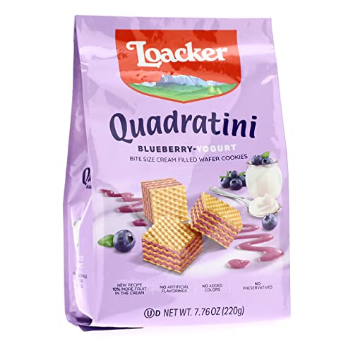 Loacker Quadratini BlueberryYogurt bitesize Wafer Cookies LARGE Pack