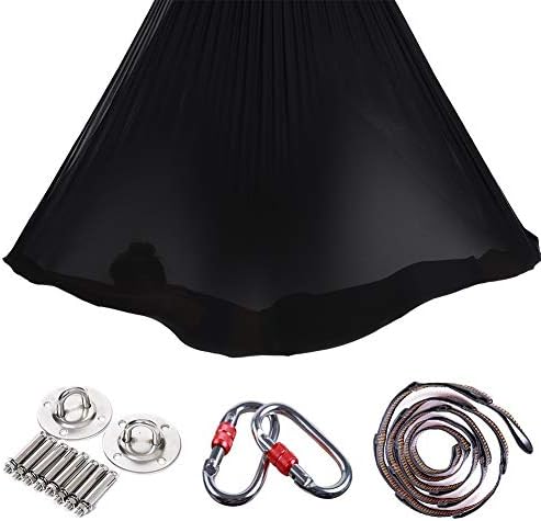 JIALFA Aerial Yoga Hammock Set,Premium Aerial Silk Yoga Swing for Antigravity Yoga, Inversion Exercises, Improved Flexibility & Core Strength - Mounting Accessories Included