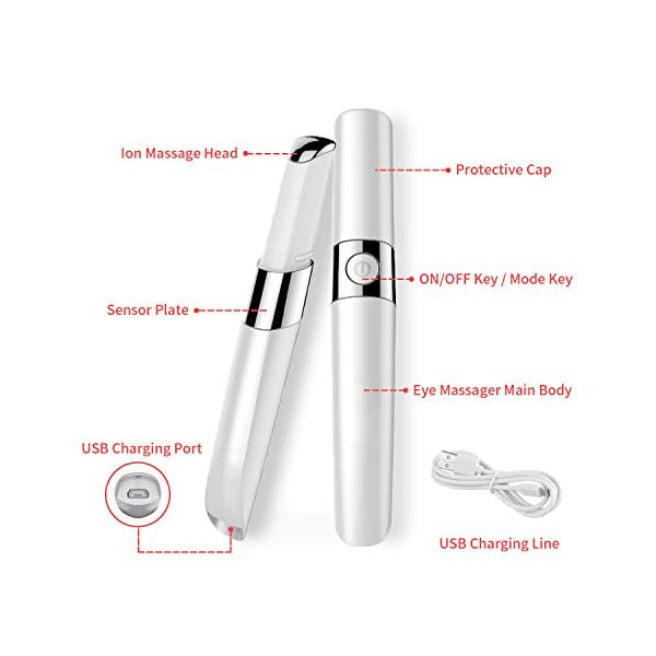 JIANNZT-Eye-Massager-Wand-Sonic-Vibration-Electric-Eye-Massage-with-Heat-for-Dark-Circles-Puffiness-and-Eye-Fatigue-USB-Rechargeable-Eye-Roller-Skin-Care-Beauty-Tool-White JIANNZT Eye Massager Wand, Sonic Vibration Electric Eye Massage with Heat for Dark Circles, Puffiness and Eye Fatigue…