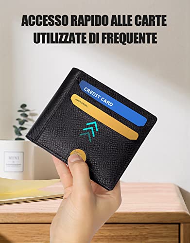 CIRYCASE Portafoglio Uomo in Vera Pelle, Blocco RFID Portacarte Uomo con 14 Carte Scomparti & 2 Finestre Trasparenti per Carte ID, Bifold Verticale Portafogli con Confezione Regalo