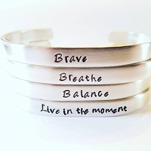 Mantra Bracelet Hand Stamped Metal Cuff