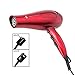 Jinri Negative Ionic Hair Dryer 1875W DC Motor Blow Dryer with 3 Speed / 2 Heat Settings and Cool Shot Button,Red