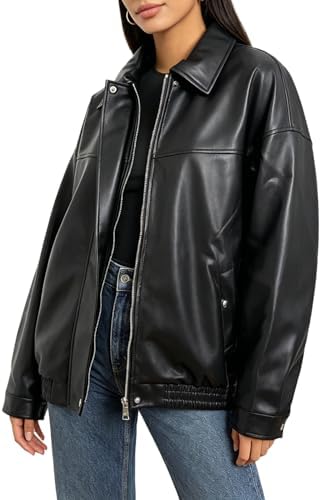 Flixxo Y2K Faux Leather Jacket Women Dark Academia Oversized