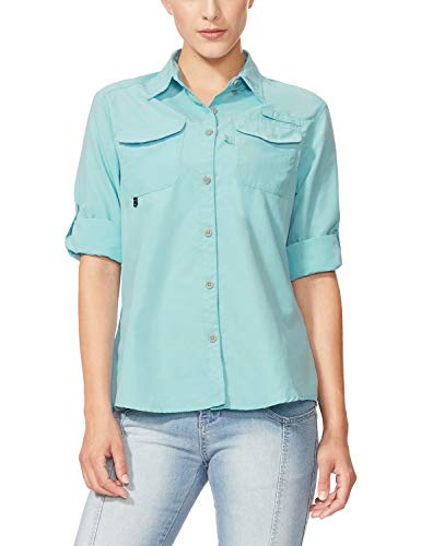 Baleaf Women's Long Sleeve Hiking Sun Protection Shirts SPF Outdoor Fishing Shirt Blue M